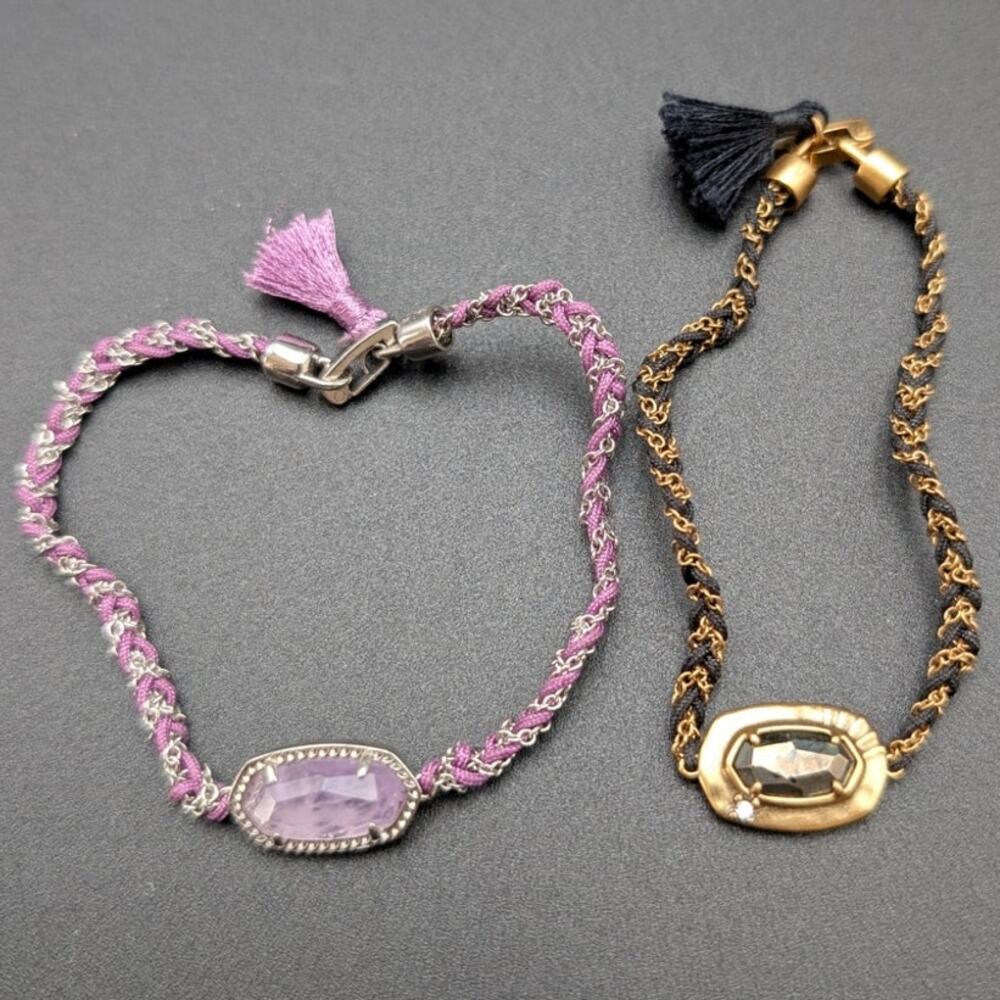 Kendra Scott Friendship Bracelets Purple Black Braided Set of 2 Elaina Anna